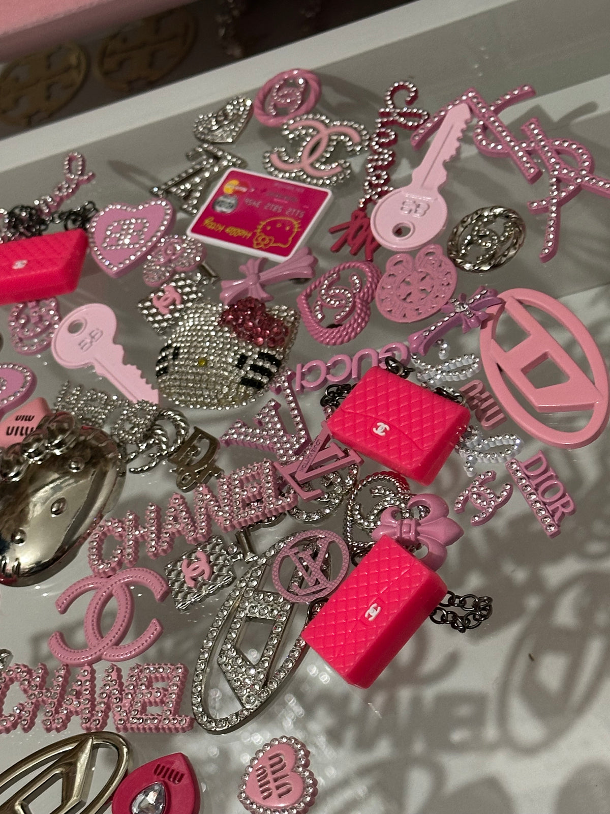 PINK & Silver Rhinestone Junk Charm Mix | Y2K Kawaii DIY Jewelry Supplies