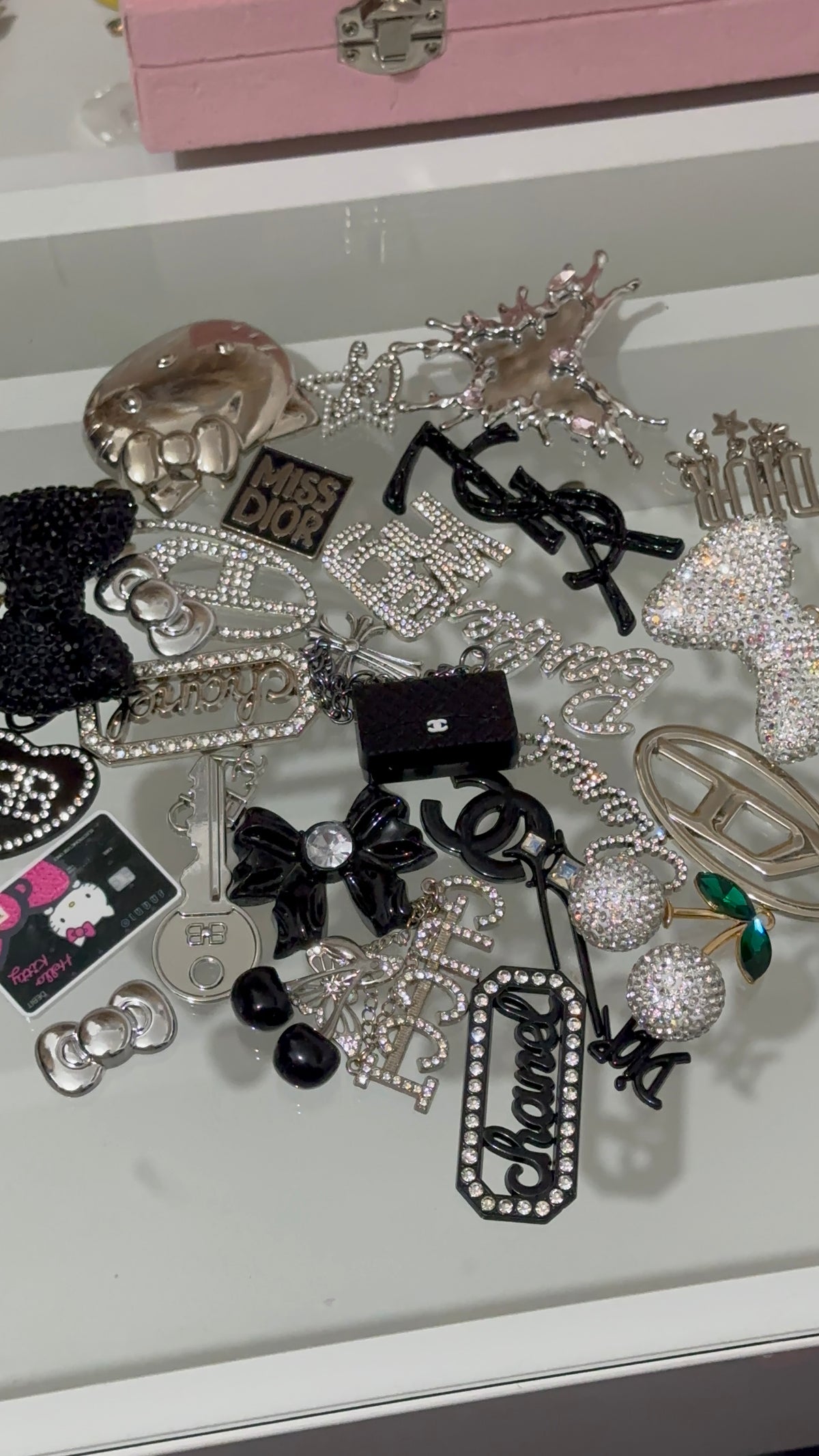Black Silver Rhinestone Junk Charm Mix | Y2K Kawaii DIY Jewelry Supplies
