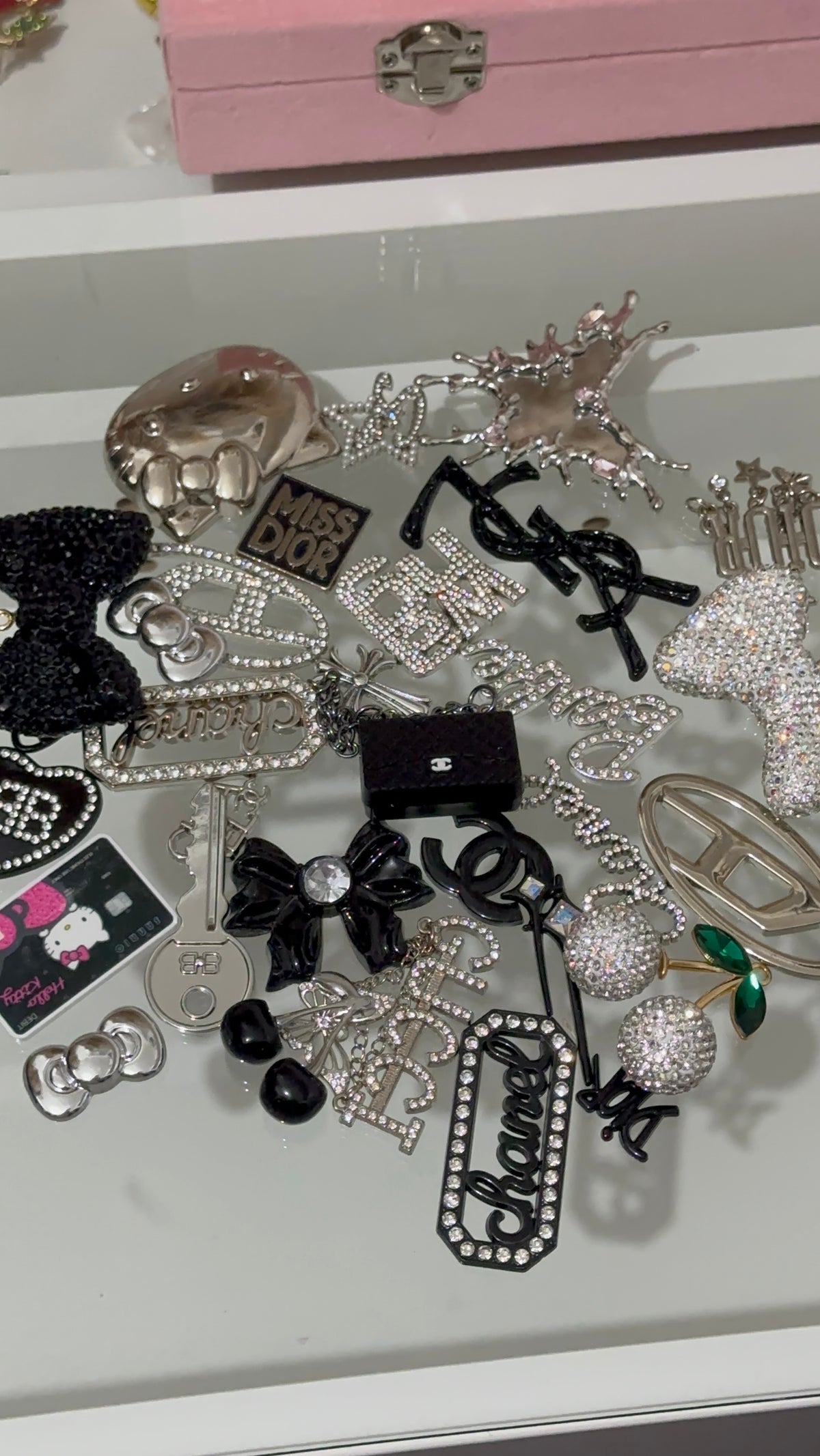 Black Silver Rhinestone Junk Charm Mix | Y2K Kawaii DIY Jewelry Supplies