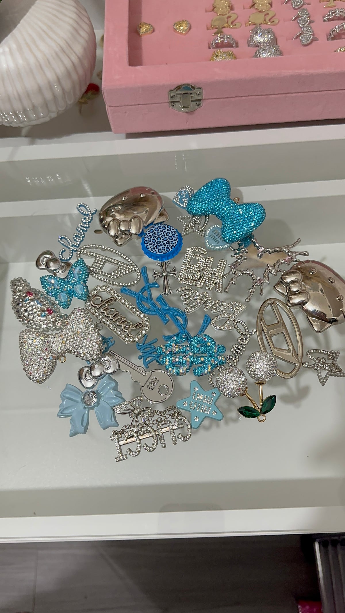 Blue Silver Rhinestone Luxury Mix / Classic Mix Junk Charm Mix | DIY Jewelry Making Supplies