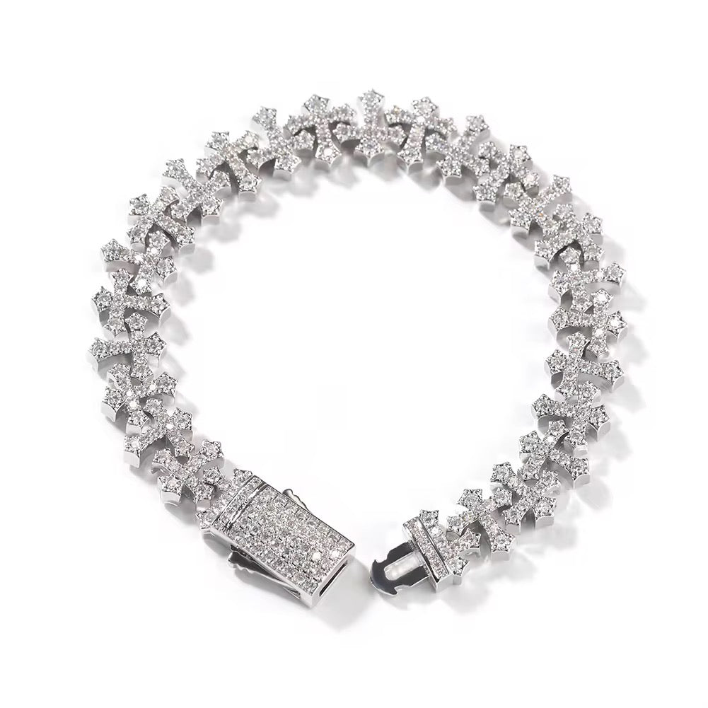 Chrome Cross Bracelet